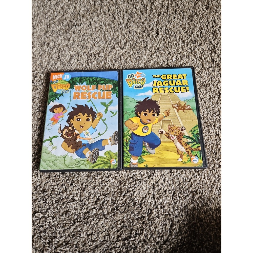 Go Diego Go DVD Lot Wolf Pup Rescue + Great Jaguar Rescue Nick Jr Kids Movies...